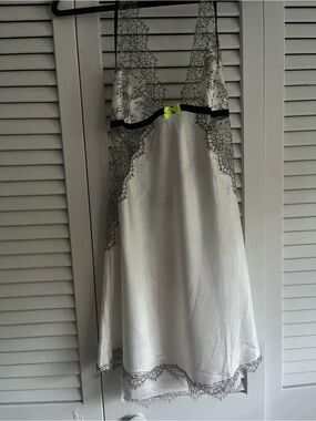 Victoria's Secret White Slip with Black Lace Trim